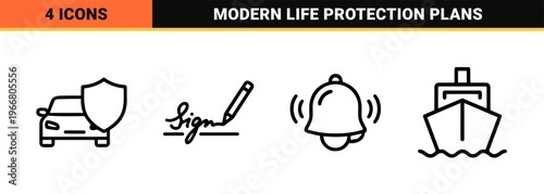 Professional Insurance and Risk Management Minimalist Monoline Geometric Line Art for Commercial Finance and Personal Protection Services