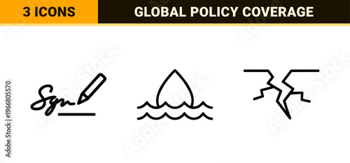 Minimalist Geometric Line Art Representing Comprehensive Insurance Coverage, Risk Management, and Financial Protection Policy Symbols
