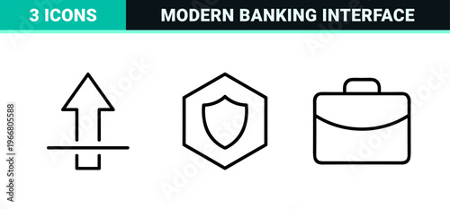 Fintech and Digital Banking UI Design Elements featuring Minimalist Monoline Geometric Line Art for Financial Technology Applications