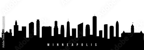Vector silhouette illustration of Minneapolis urban skyline. Modern minimalist cityscape graphic, perfect for travel, banners or backgrounds.