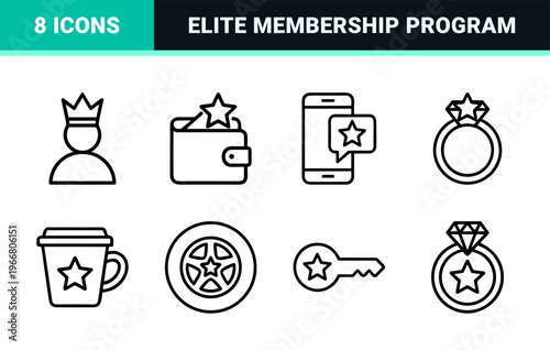 Premium Loyalty Program and Membership Rewards Minimalist Geometric Line Art Set for Professional UI UX Design and Brand Identity