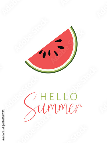 Hello summer card with watermelon