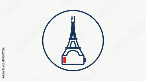 Minimalist Paris Icon with Fork and Knife