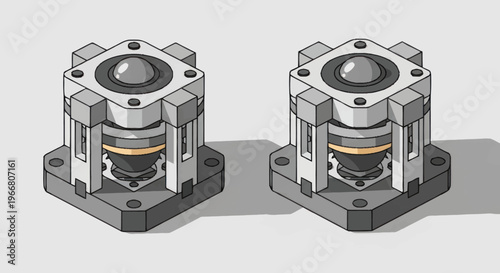 Two identical seismic isolation bearings for earthquake protection.