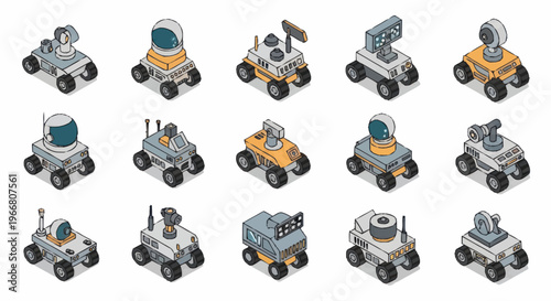 Collection of Futuristic Robotic Rovers and Exploration Vehicles.
