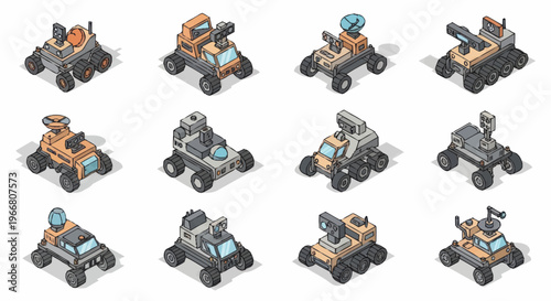 Collection of Futuristic Sci-Fi Robotic Vehicles and Drones.