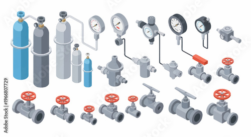 Industrial Equipment Collection Gas Valves Regulators Gauges.