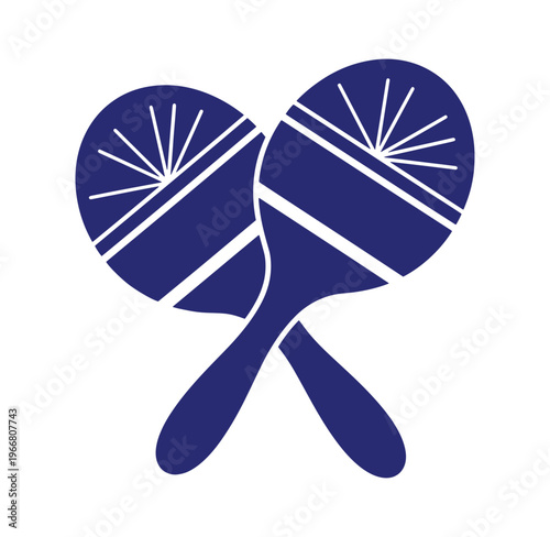 Two blue table tennis rackets crossed over each other with sunburst designs