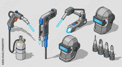 Collection of Welding Equipment and Safety Gear.