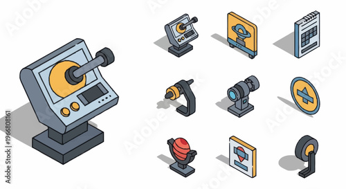 Isometric Technology Icons Set Vector Illustration.
