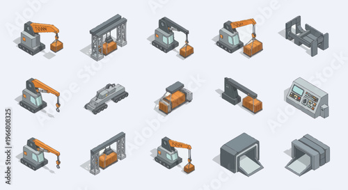 Isometric Industrial Machinery and Equipment Collection.
