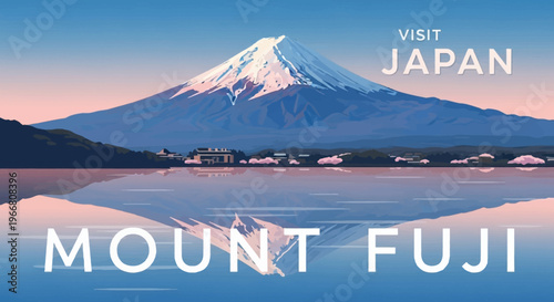 Mount Fuji Japan Travel Poster Vector Illustration