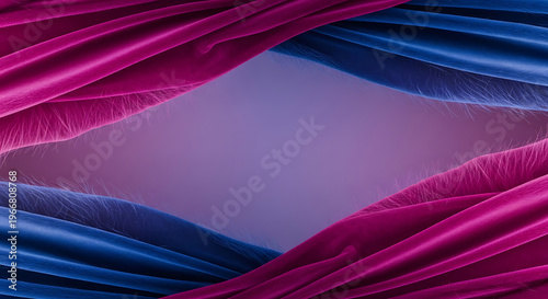 Dramatic, flowing fabric creates a modern, abstract frame effect