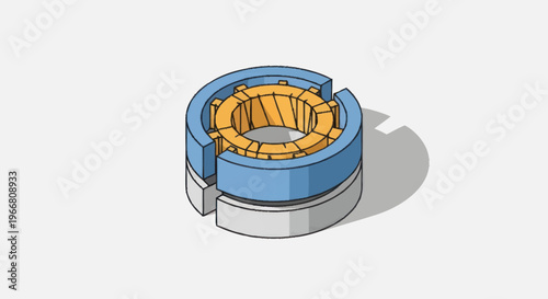 Detailed Illustration of an Electric Motor Stator Core.