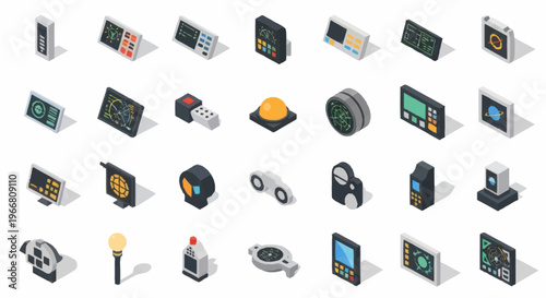 Collection of Isometric Electronic Gadgets and Devices.