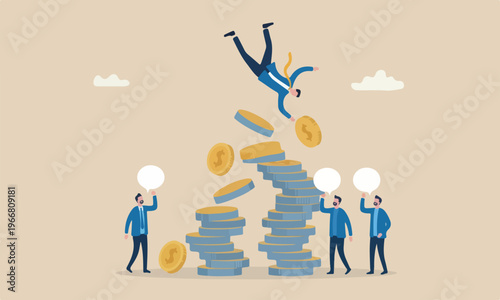 Financial bankruptc investor stack unstable money coins