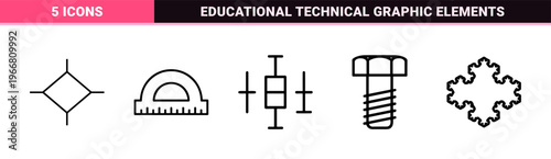 Precision Mathematics and Advanced Logic Geometric Outline Symbols for Educational and Technical Scientific Applications
