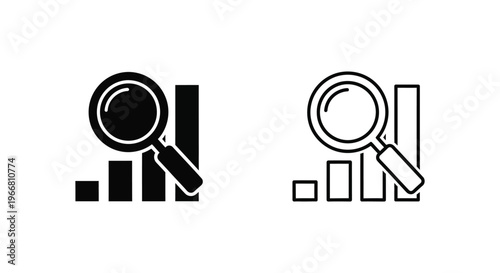a magnifying glass over a bar graph Vector