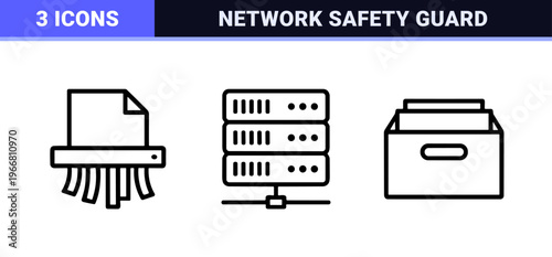 Cybersecurity digital data protection line art featuring Minimalist geometric monoline symbols for information privacy and network safety.