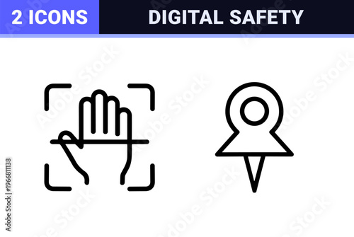 Cybersecurity and Data Protection Minimalist Monoline Icon Set for Digital Privacy, Encryption, and Information Security Graphics.