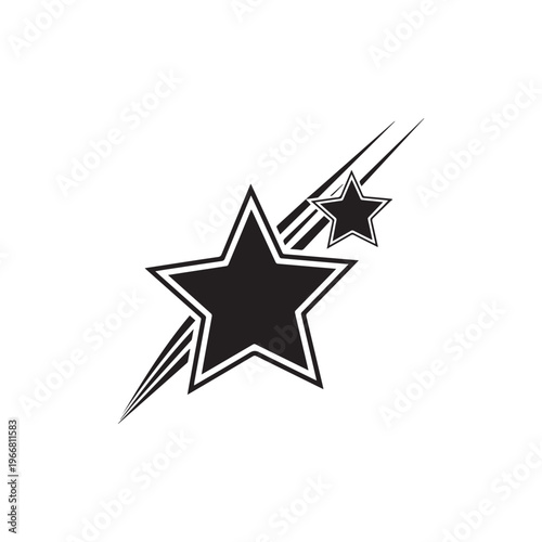 Black and white star icon with motion trails vector graphic