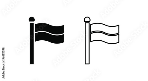 black and white flags on poles with rounded tops Vector