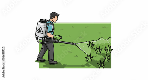 Person spraying pesticide on grass