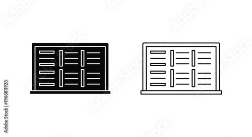 a pair of black and white icons of a filing cabinet drawer Vector
