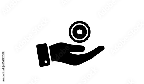Black Filled Lending Icon – Money Loan Hand Symbol Vector
