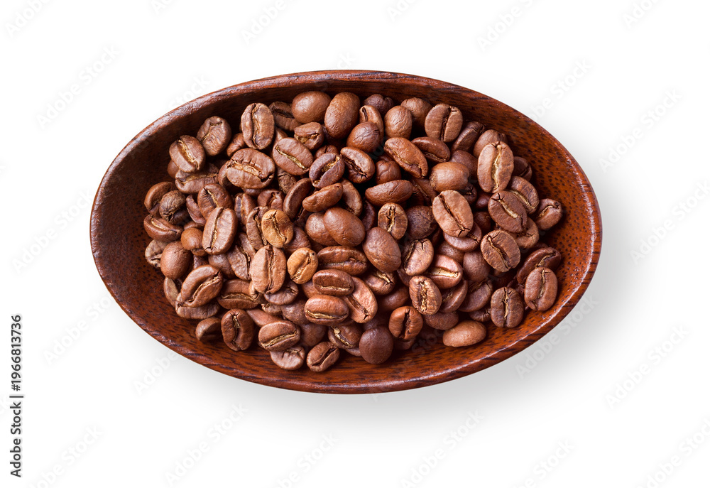 Fototapeta premium Coffee beans in wooden bowl