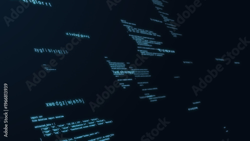 Focused cyber security code on dark display