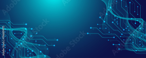 Motherboard technology circuit board background texture design. Creative idea AI banner concept for internet technology. Digital motherboard concept for poster, cover, banner, header, web template