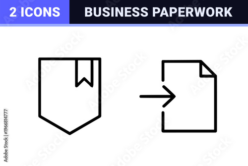 Administrative Document Management and Corporate Workflow Outline Icons for Business Paperwork and Digital Filing Systems.