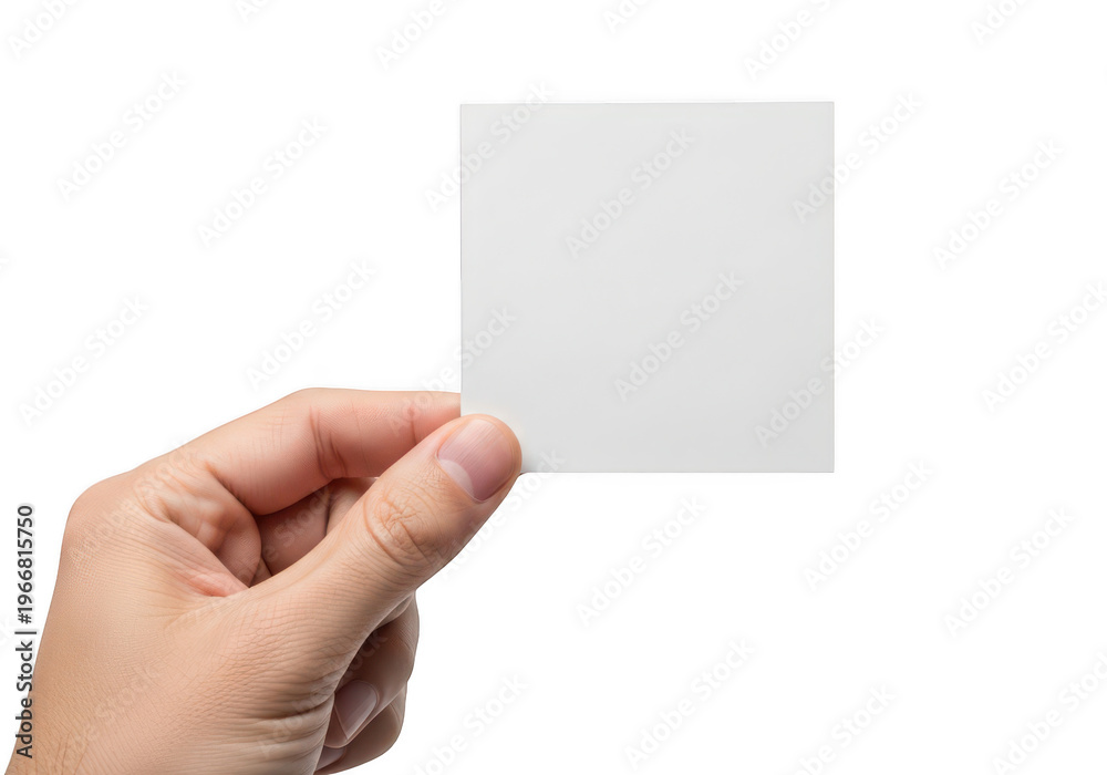 Fototapeta premium A hand holding a small plain white card or note