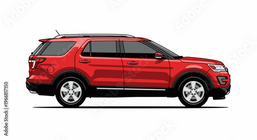 Pixelated red SUV with tinted windows and roof rails against white