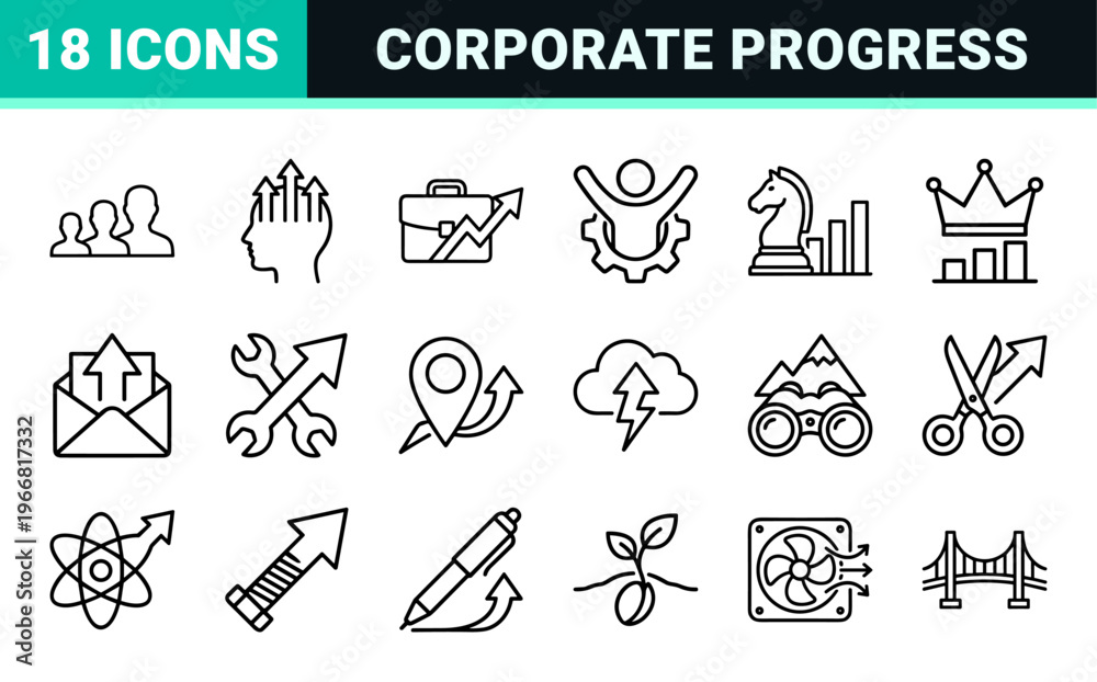 Fototapeta premium Business Growth and Financial Success Concepts in Minimalist Monoline Style for Corporate Development and Strategic Data Analysis