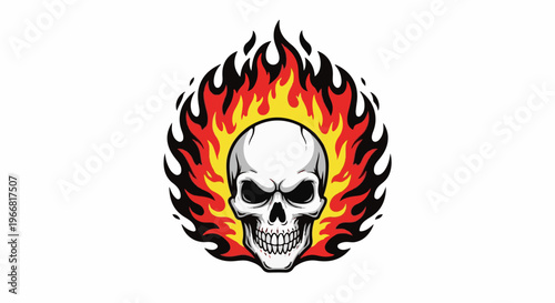 Skull with flames encircling it