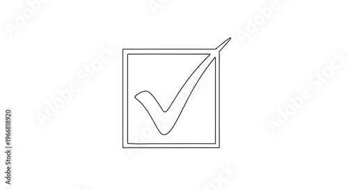 Check mark in a square box, minimalist line art, simple approval concept