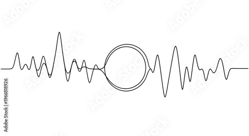 Sound wave and circles, abstract line art, audio concept, suggests audio, music, or communicat