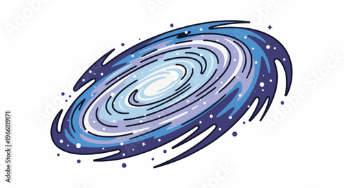 Swirling blue and purple galaxy with white speckles and star