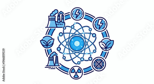 Circular graphic depicting renewable energy sources and nuclear power
