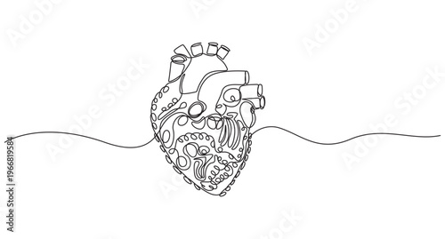 Keto meals ,Single one line drawing Fresh vegetable salad in human heart