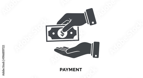 Vector graphic illustration of a hand making a payment to another hand