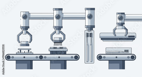 Automated assembly line manufacturing and packaging of toothbrushes