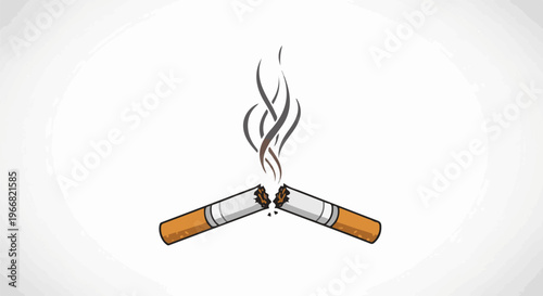 A broken cigarette with smoke rising above it, signifying quitting