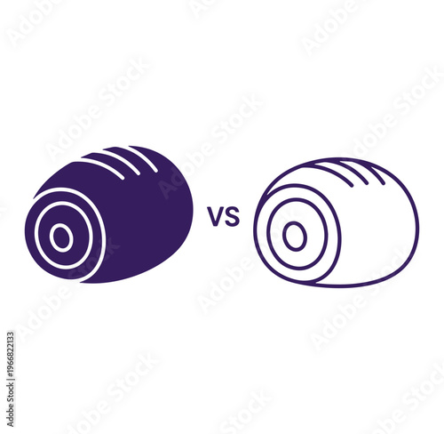 Sushi rolls comparison dark versus line art illustration