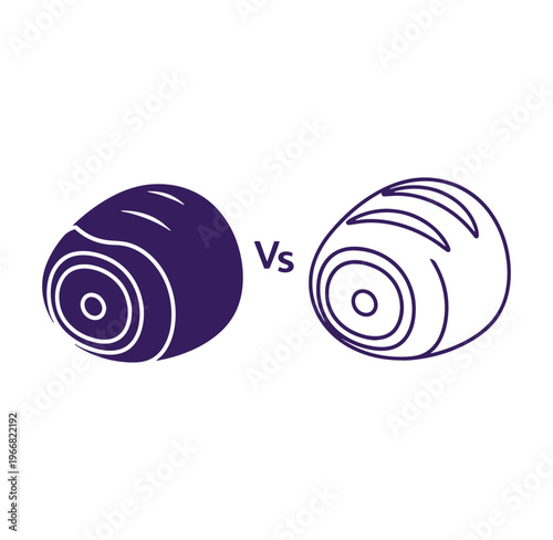 Sushi rolls comparison illustration with versus symbol on white background