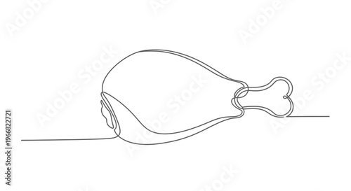 Single Line Drawing of a Cooked Chicken Leg