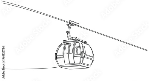 Minimalist Outline of a Gondola Cable Car