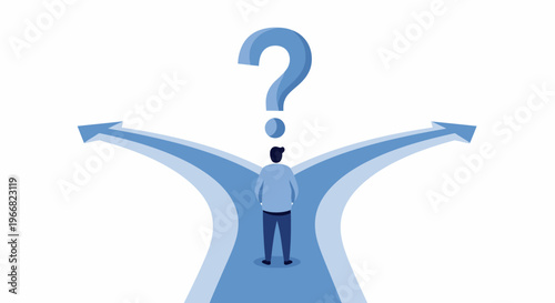 Man standing in front of question.